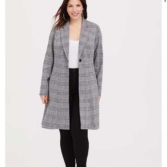 torrid Jackets & Blazers - Torrid Plaid Longline Blazer Plus Size 5
